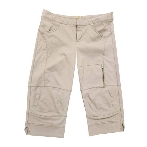 Athleta 3/4 Long Nylon Cargo Shorts Gray size 6 (31x17) drawstring snap zipper - Picture 1 of 11